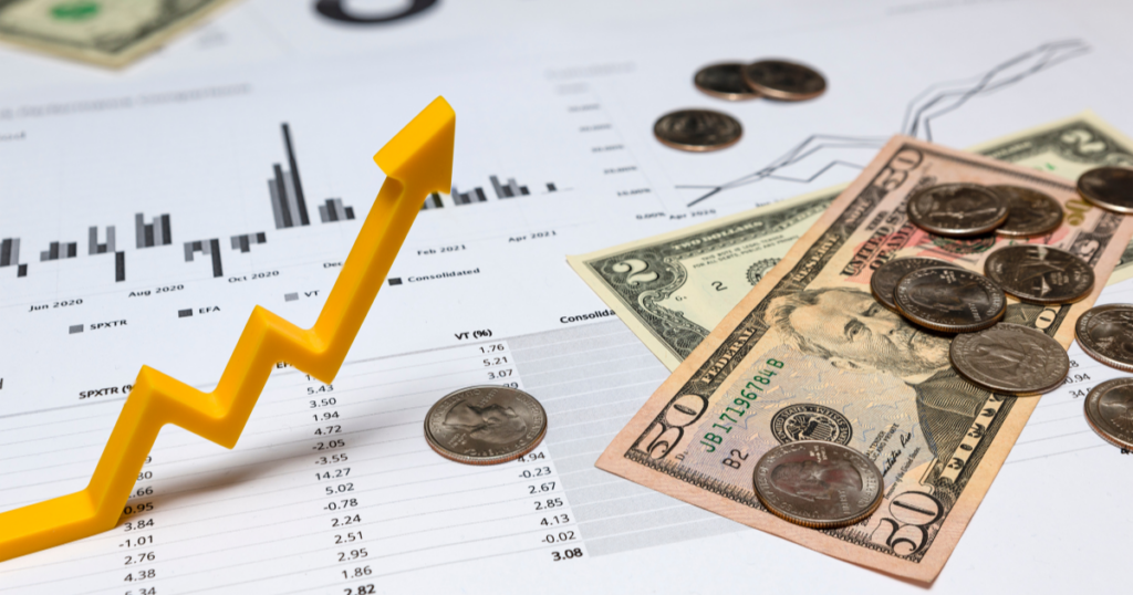 financial growth chart with cash and coins showing tax savings and business profit increase with CPA firm strategy